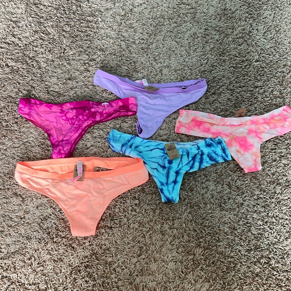 NWT Victoria’s Secret PINK thong underwear, 5 pairs, size large